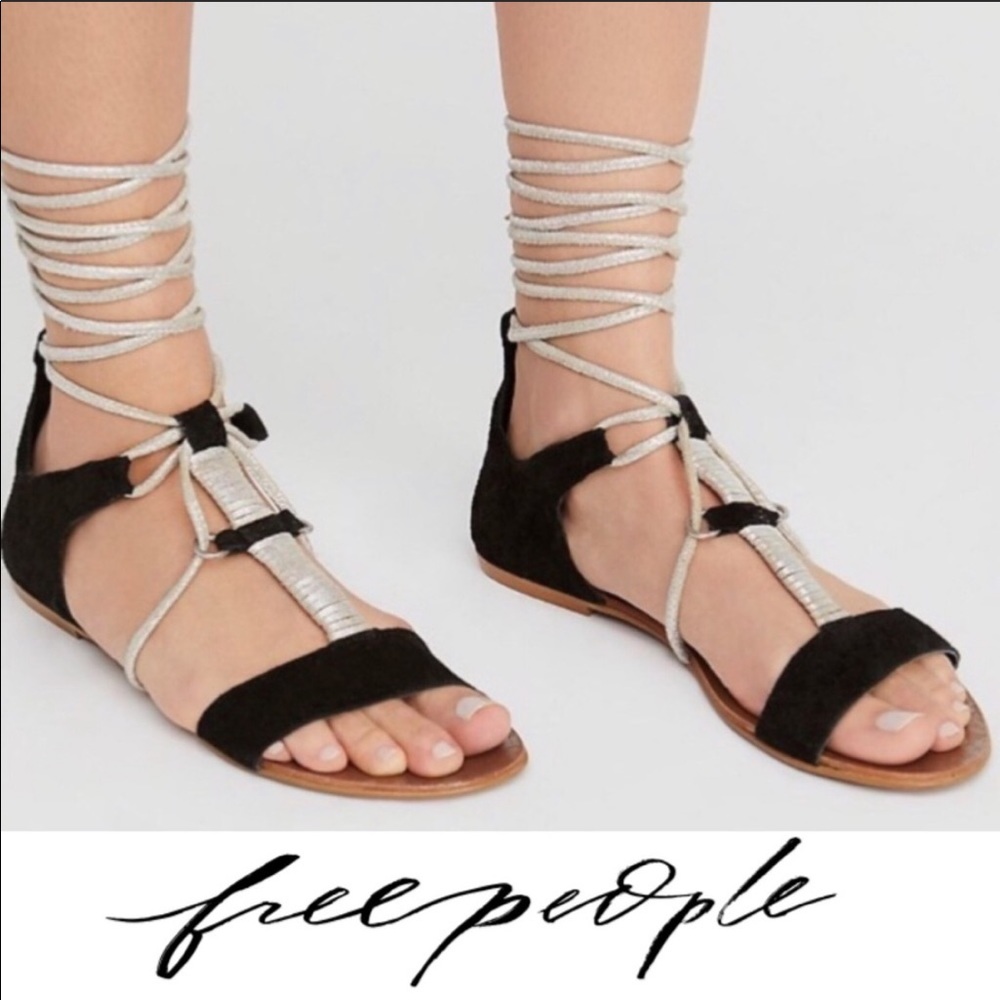 FREE PEOPLE Fiji Metallic Leather Sandals